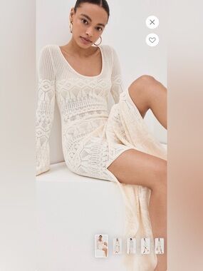 Figue Cream Knit Maxi Dress with Scoop Neck